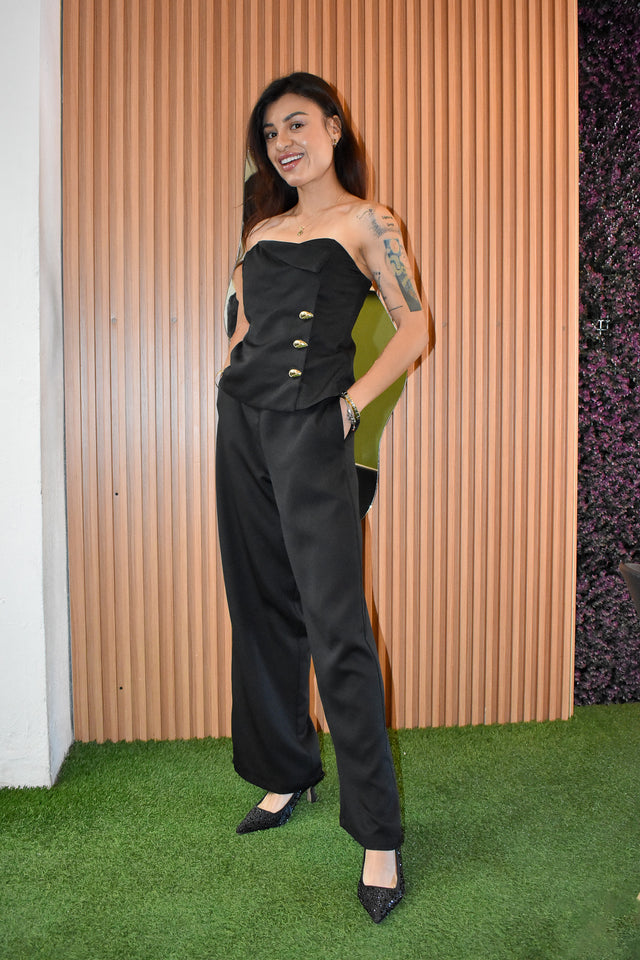 CONJUNTO DE TOP STRAPLESS Y PANTALÓN