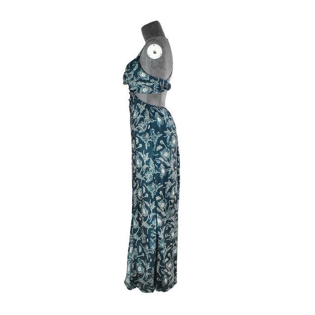 Vestido de tirantes con estampado floral y escote drapeado