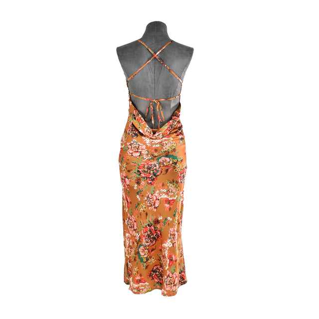 Vestido floral de tirantes con escote y espalda drapeados