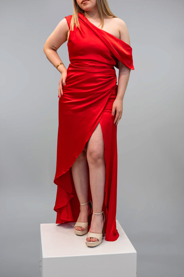 VESTIDO SATINADO CON DRAPEADO