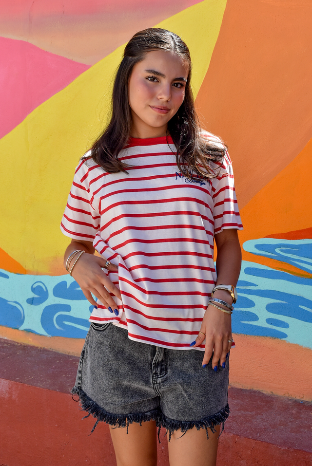 BLUSA A RAYAS BORDADA