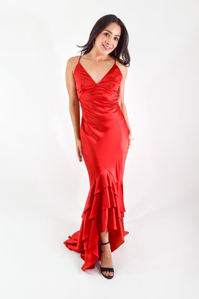 VESTIDO SATINADO CON TIRANTES