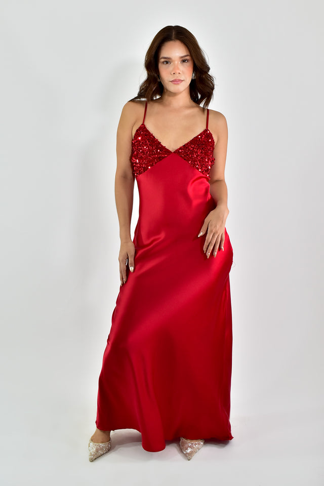 VESTIDO SATINADO MIXTO