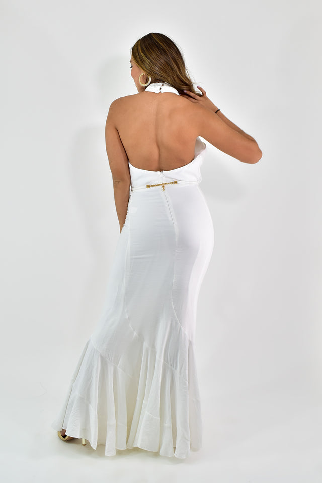 VESTIDO HALTER CON PIEDRAS