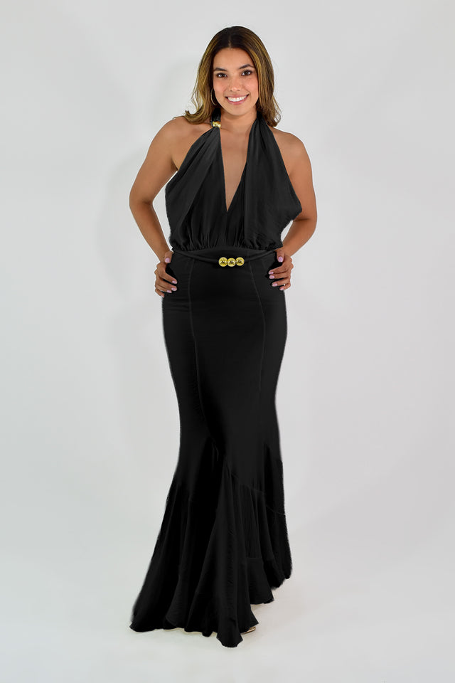 VESTIDO HALTER CON PIEDRAS