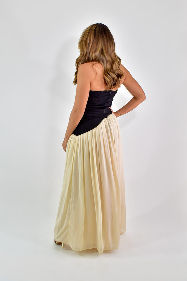 VESTIDO STRAPLESS BICOLOR